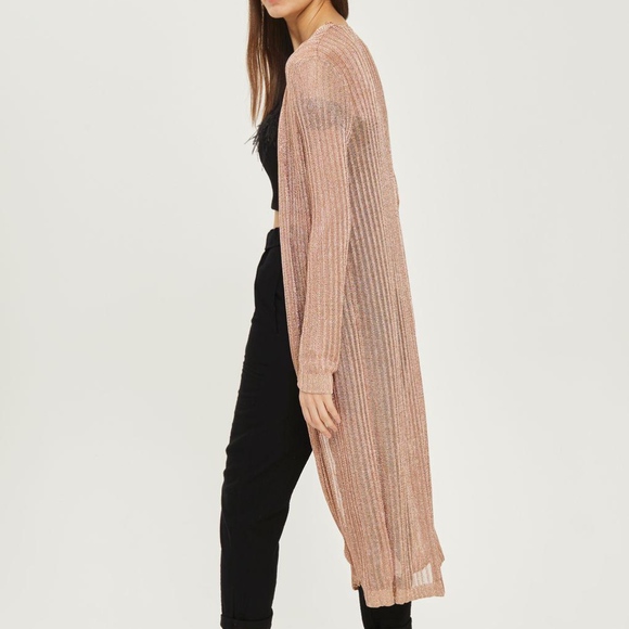 Topshop Metallic Rose Ribbed Longline 